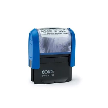 Bélyegző, COLOP "Printer 20" kék ház/fekete párna