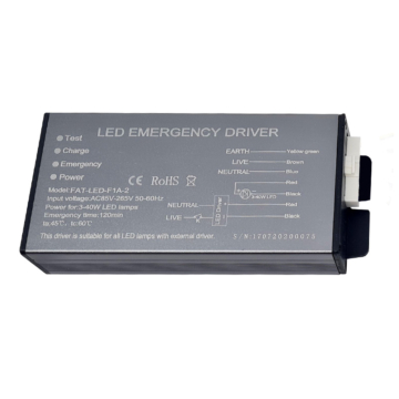 FAT-LED-F1A2 Vészvilágító inverter és driver 2in1 3-40W 2h, kivezetett teszt és jelző
