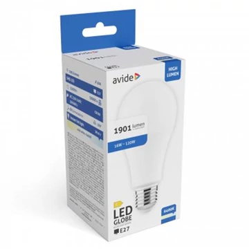 LED izzó, E27, gömb, A70, 16W, 1901lm, 6400K, AVIDE