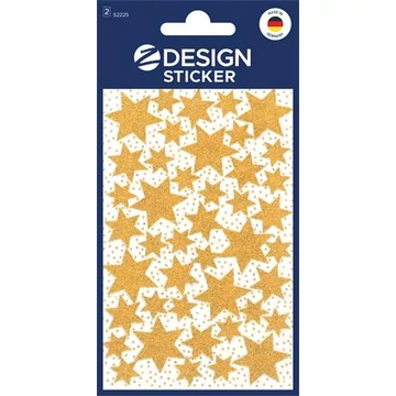 Matrica, 2 ív, 76x120 mm, AVERY ZWECKFORM, "Z-Design No.52225", arany csillagok