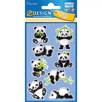 Matrica, műanyag, 1 ív, 76x120 mm, AVERY ZWECKFORM, "Z-Design No.57297", panda