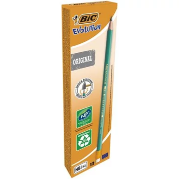 Grafitceruza radírral, HB, hatszögletű, BIC "Evolution Original", 12db/doboz
