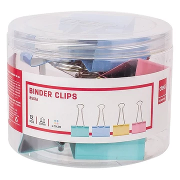 Binder csipesz DELI 51 mm színes 12 darabos