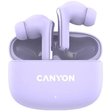 Fülhallgató, TWS vezeték nélküli, Bluetooth 5.4, CANYON "OnGo 9", levendula