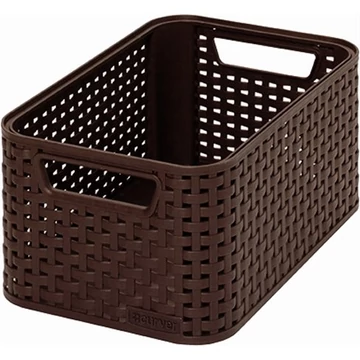 Rattan hatású kosár, 6l, sötétbarna, CURVER "Style S"