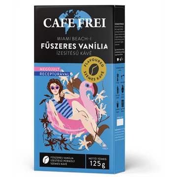 Kávé, pörkölt, szemes, 125 g, CAFE FREI "Miami vanília" fahéjjal és szerecsendióval