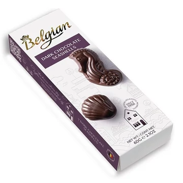Csokoládé BELGIAN Seashells Dark tengergyümölcse étcsokoládés desszert 60 g