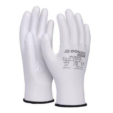 Szerelőkesztyű, PU, DONAU "Safety", 10/XL méret, fehér
