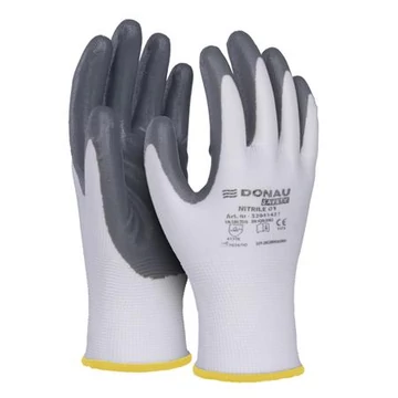 Szerelőkesztyű, nitril, DONAU "Safety 01", 8/M méret, szürke