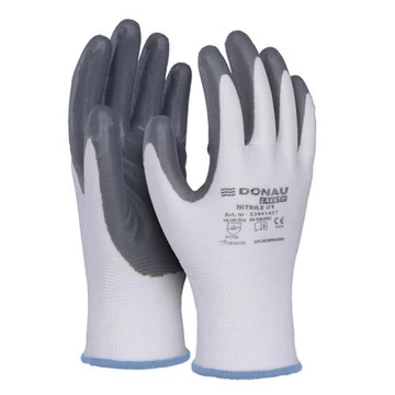 Szerelőkesztyű, nitril, DONAU "Safety 01", 9/L méret, szürke