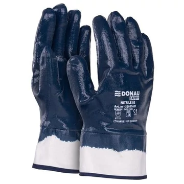 Szerelőkesztyű, nitril, DONAU "Safety 03", 9/L méret, sötétkék