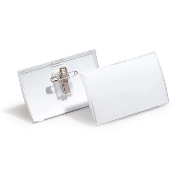 Névkitűző 54 x90mm, kombi klippel, 25 db/csomag, Durable Click Fold áttetsző