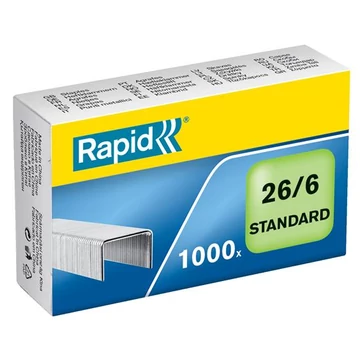 Tűzőkapocs, 26/6, horganyzott, RAPID "Standard", 1000db/doboz