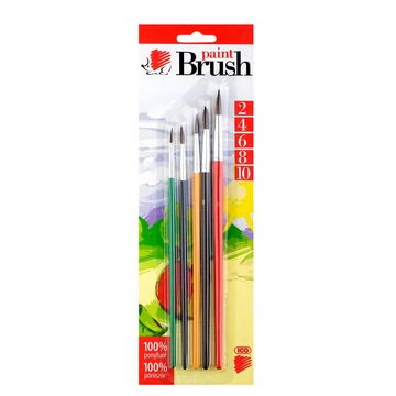 Ecsetkészlet, no. 2-4-6-8-10, fa, ICO "Süni", vegyes színek, 5db/bliszt