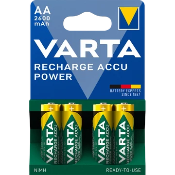 Tölthető elem, AA ceruza, 4x2600 mAh, előtöltött, VARTA "Power"