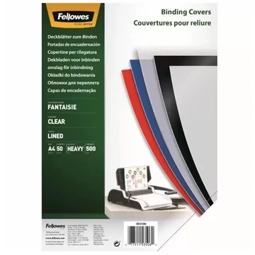 Hátlap, A4, 500mikron, FELLOWES "Fantaisie", átlátszó, 50db/cs