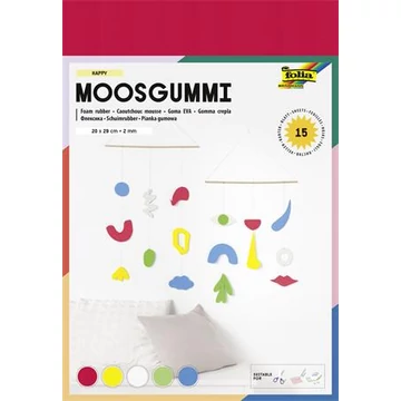 Moosgumi, 20x29 cm, 15 lap, FOLIA "Happy", 5 különböző szín