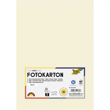 Dekorkarton, 2 oldalas, A4, 300 g, 50 lap, FOLIA, bézs