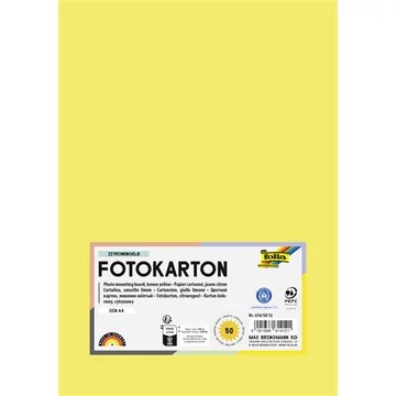 Dekorkarton, 2 oldalas, A4, 300 g, 50 lap, FOLIA, citromsárga