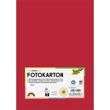 Dekorkarton, 2 oldalas, A4, 300 g, 50 lap, FOLIA, tűzpiros
