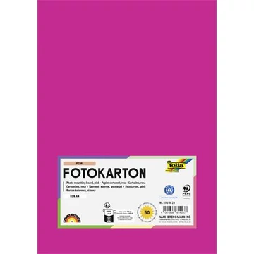 Dekorkarton, 2 oldalas, A4, 300 g, 50 lap, FOLIA, rózsaszín