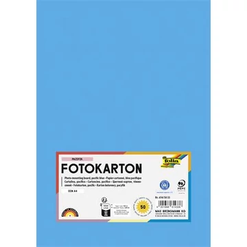 Dekorkarton, 2 oldalas, A4, 300 g, 50 lap, FOLIA, óceánkék