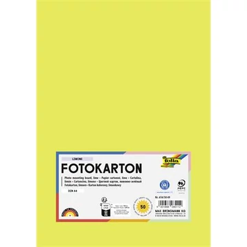 Dekorkarton, 2 oldalas, A4, 300 g, 50 lap, FOLIA, limezöld