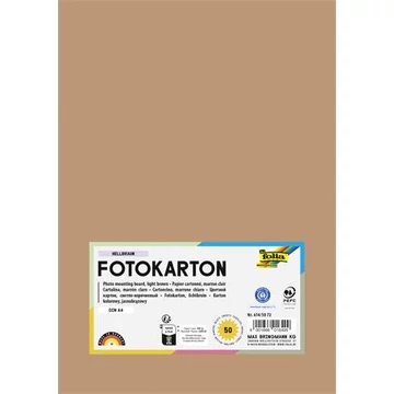 Dekorkarton, 2 oldalas, A4, 300 g, 50 lap, FOLIA, világosbarna