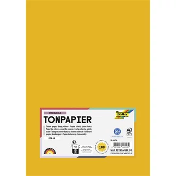 Színes papír, A4, 130 g, 100 lap, FOLIA, sötétsárga
