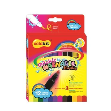 Filctoll készlet, kimosható, COLOKIT "Washable Markers" 12 különböző készlet