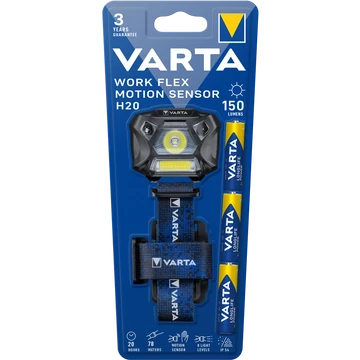 Fejlámpa, 3 LED, 3xAAA, mozgásérzékelő, VARTA " Work Flex H20"