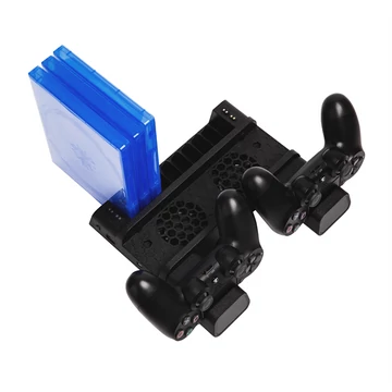 FroggieX Cooling Charging Stand &amp; Storage PS4 fekete konzol hűtő + töltőállomás + lemez tartó
