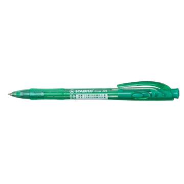 Golyóstoll, 0,38 mm, nyomógombos, STABILO "Liner 308", zöld