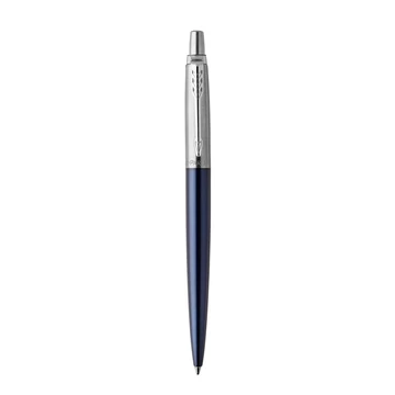 Golyóstoll, 0,7 mm, ezüst színű klip, royal kék tolltest, PARKER, "Royal Jotter", kék
