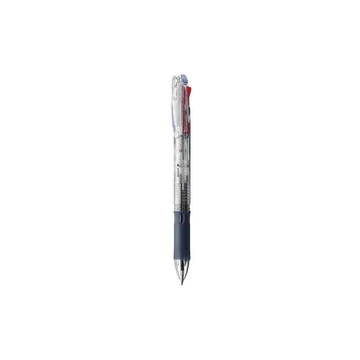 Golyóstoll, 0,24 mm, nyomógombos, négyszínű, ZEBRA "Clip-on Slim 4C", áttetsző