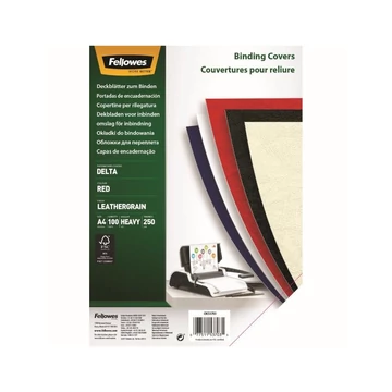 Hátlap, A4, 250 g, matt, FELLOWES "Delta", piros, 100 db