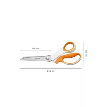 Olló, cikkcakk, 24,2 cm, FISKARS "SoftGrip™", fehér/narancssárga