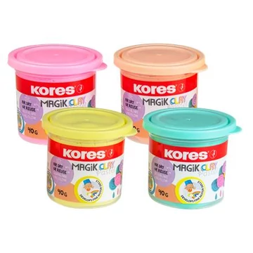 Gyurma 160g levegőre száradó 4 pasztell szín KORES "Magic Clay"