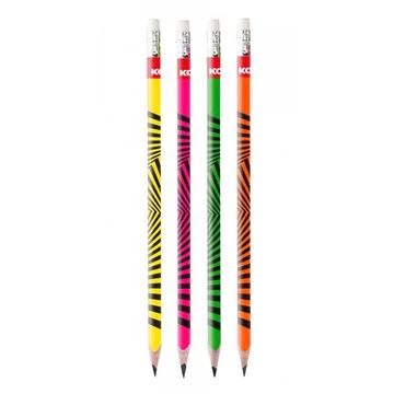 Grafitceruza radírral, HB, háromszögletű, KORES "Neon", 12db/doboz