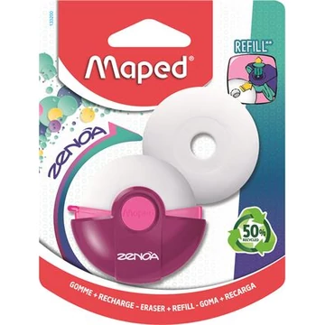 Radír, műanyag tokos, utántöltővel, MAPED "Zenoa", vegyes színek