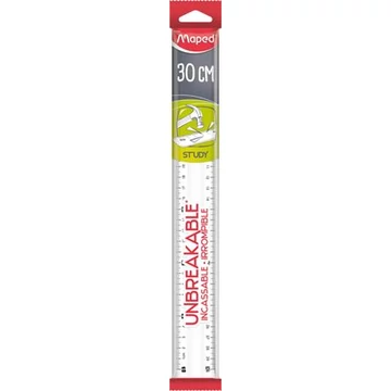 Vonalzó, műanyag, törhetetlen, 30 cm, MAPED "Study Unbreakable", átlátszó