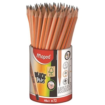 Grafitceruza, ceruzatartó, HB, háromszögletű, MAPED "Black`Peps", 72db/cs