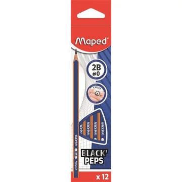 Grafitceruza, 2B, háromszögletű, MAPED "Black` Peps Navy", 12db/doboz