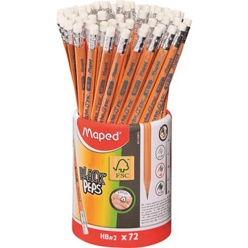 Grafitceruza radírral, ceruzatartó, HB, háromszögletű, MAPED "Black`Peps", 72db/cs