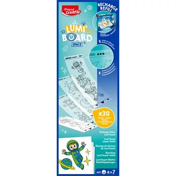 Kreatív rajzkészlet, kiegészítő sablon, űrtematika, MAPED CREATIV "Lumi Board"