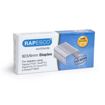 Tűzőkapocs, erős, 923/6, horganyzott, RAPESCO, 1000db/doboz