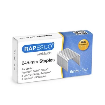 Tűzőkapocs, 24/6, horganyzott, RAPESCO, 1000db/doboz