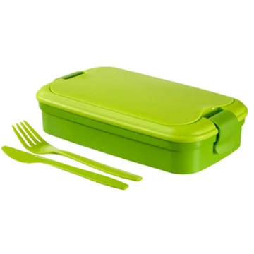 Ételtartó, evőeszközzel, CURVER "Lunch&amp;Go", zöld