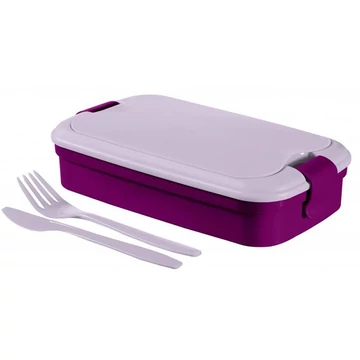 Ételtartó, evőeszközzel, CURVER "Lunch&amp;Go", lila