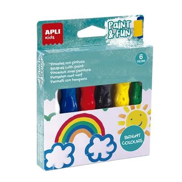 Tempera készlet, ecsetvégű tubusban, APLI Kids "Paint&amp;Fun", 6 különböző szín